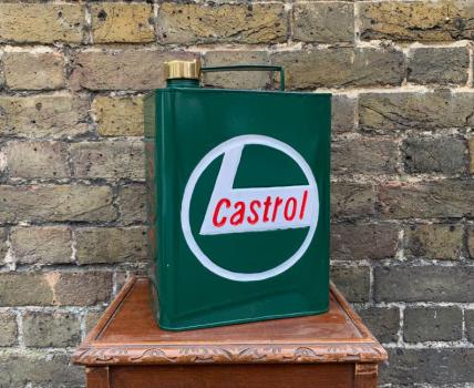 Castrol Advertising Vintage Memorabilia Fuel / Petrol Can Hand Painted Brass Top